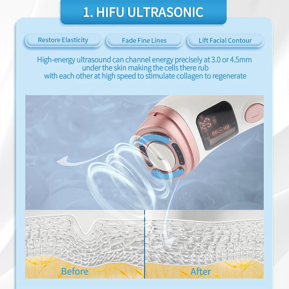 Mini HIFU Machine Ultrasonic RF EMS HIFU Facial Lifting Skin Tightening Device Face Chin Neck Eye Anti Wrinkle Massager Home Use thumbnail 3
