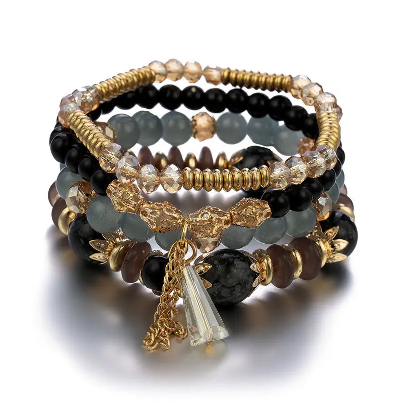 4Pcs New Tassel Charm Beads Bracelet Set For Women Colorful   Glass Beaded Chain Bangle Female Bohemian Jewelry thumbnail 4