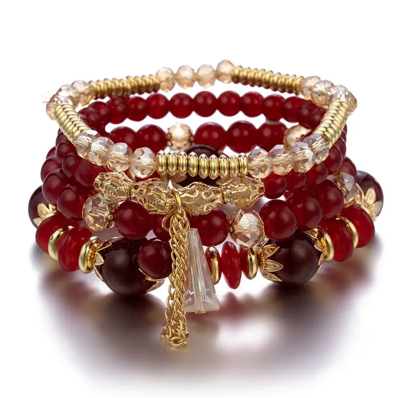 4Pcs New Tassel Charm Beads Bracelet Set For Women Colorful   Glass Beaded Chain Bangle Female Bohemian Jewelry thumbnail 3