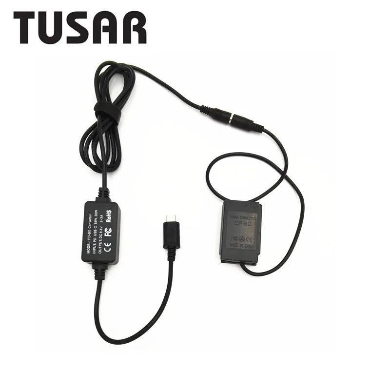 USB C Covertor PD+EP-5C Dc Coupler EN-EL20 EN EL20 EL20a Dummy Battery Power Bank Adapter for Nikon 1J2 1J3 1S1 1AW1 1V3 P1000 thumbnail 3