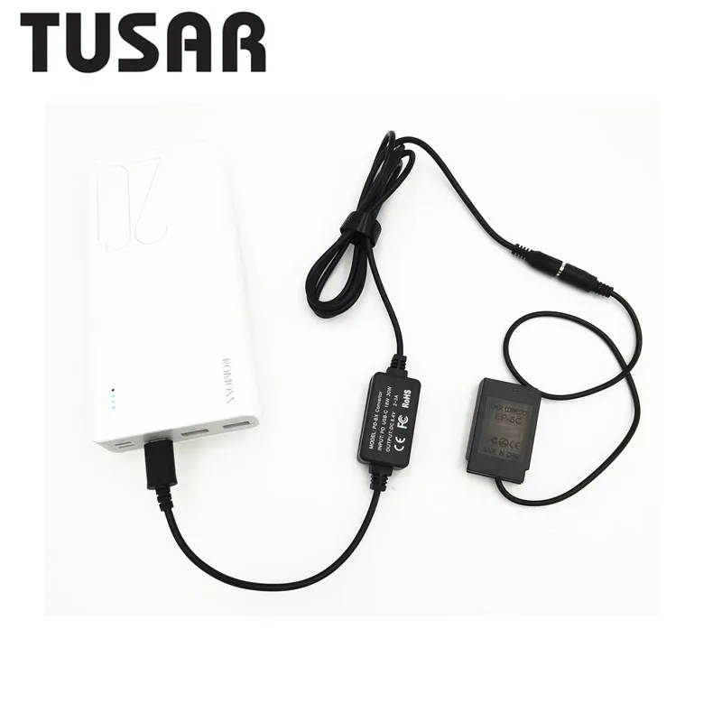 USB C Covertor PD+EP-5C Dc Coupler EN-EL20 EN EL20 EL20a Dummy Battery Power Bank Adapter for Nikon 1J2 1J3 1S1 1AW1 1V3 P1000 thumbnail 2