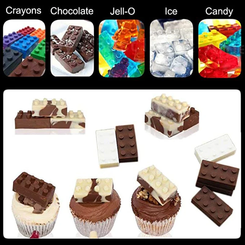 Block Silicone Mold Building Brick Robot Chocolate Jelly Ice Cube Tray Cake Decoration Cupcake Topper Kids Birthday Party Car thumbnail 2