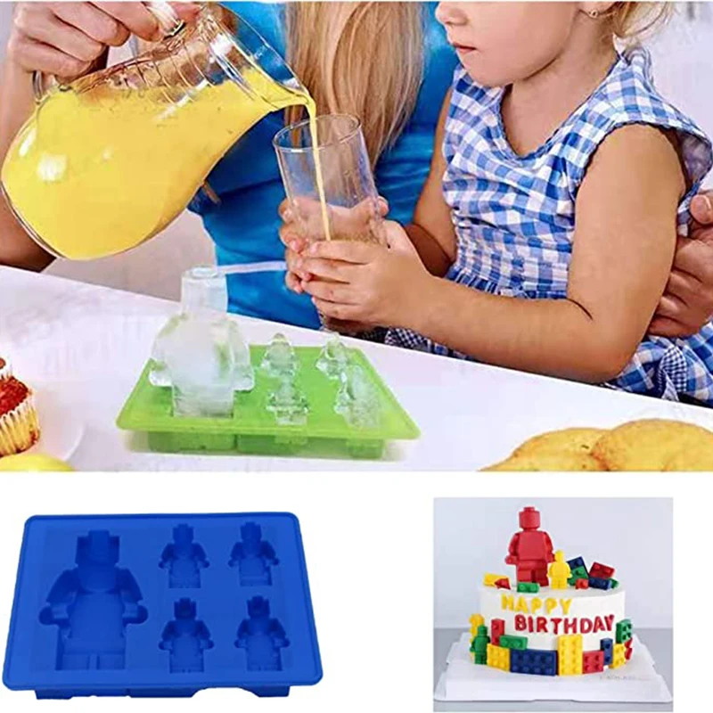 Block Silicone Mold Building Brick Robot Chocolate Jelly Ice Cube Tray Cake Decoration Cupcake Topper Kids Birthday Party Car thumbnail 6