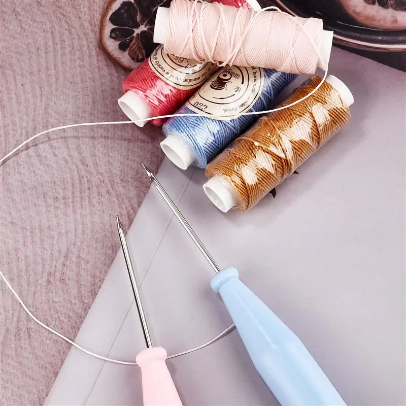 1pc Candle Mold Perforation Sewing Awl Bags Hole Hook DIY Handmade Leather Craft Tool Plastic Handle Cone Needle thumbnail 3