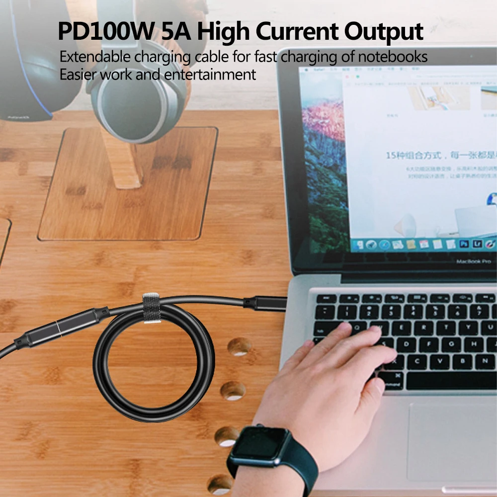 USB C Extension Cable Male to Female Type C USB3.2 Gen2 10Gbps 100W Fast Charging Extender Cord for MacBook Pro Samsung Xiaomi thumbnail 2