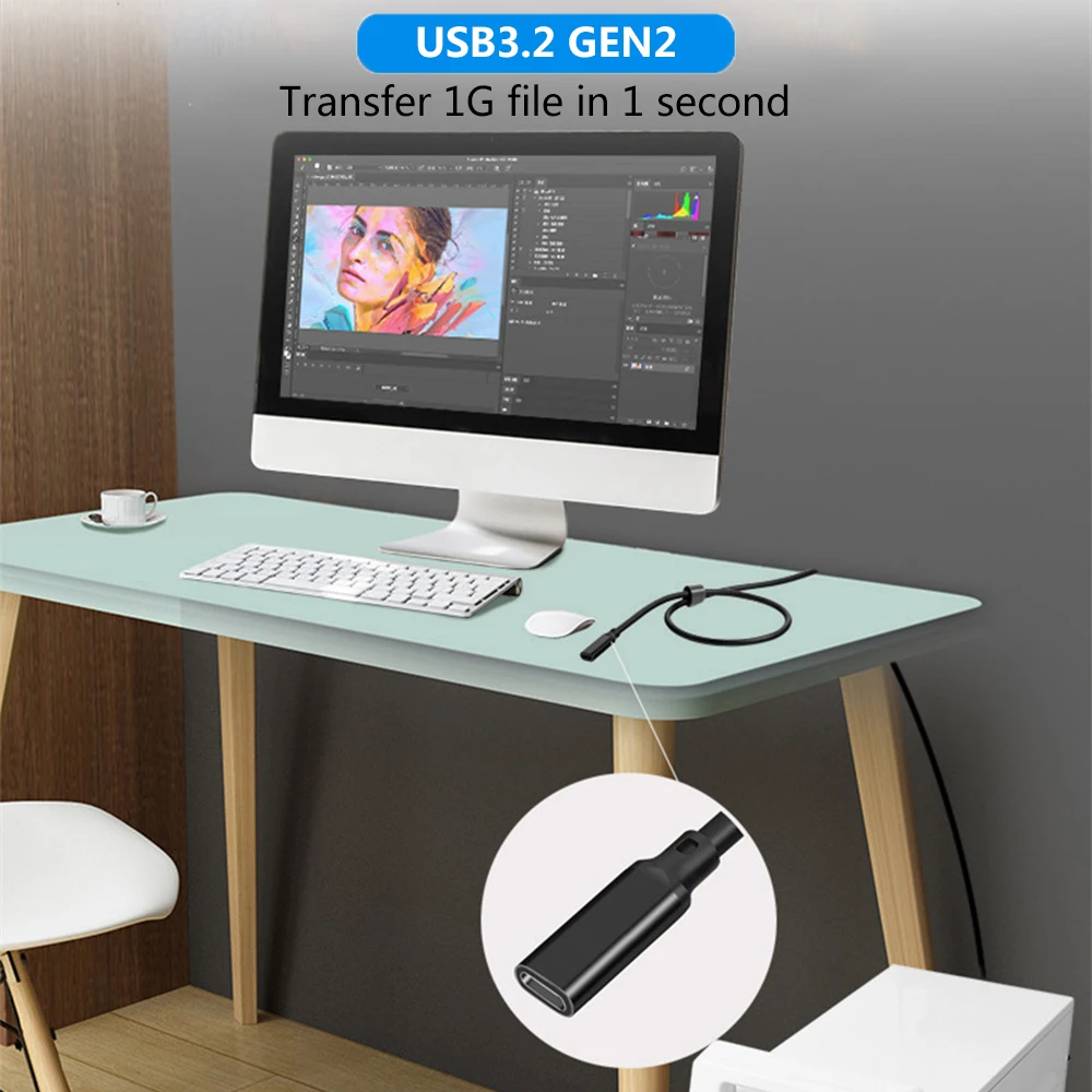 USB C Extension Cable Male to Female Type C USB3.2 Gen2 10Gbps 100W Fast Charging Extender Cord for MacBook Pro Samsung Xiaomi thumbnail 5