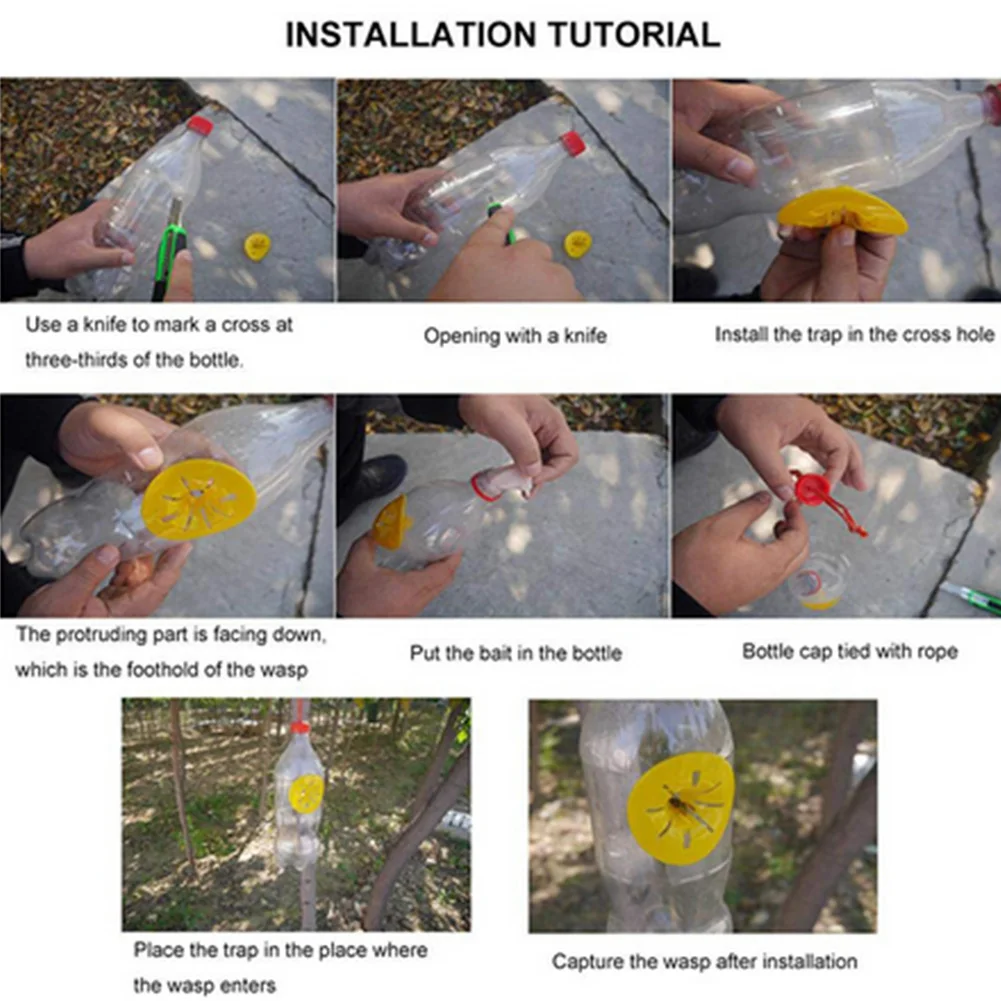 5-25PCS Reusable Yellow Plastic Bee Catcher Flower Shaped Flying Insects Funnel Wasp Trap Pest Control Killer Home Outdoor thumbnail 5