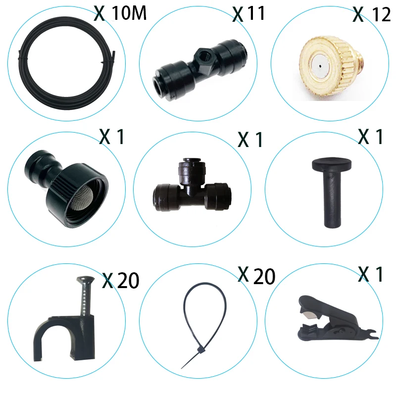 DIY Outdoor Nebulizer Garden Sprayer Misting Cooling System 33FT Misting Line12 Brass Mist Nozzles For Patio Terrace Greenhouse thumbnail 2