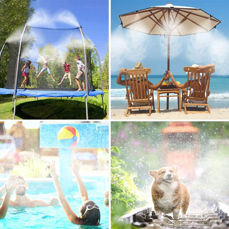 DIY Outdoor Nebulizer Garden Sprayer Misting Cooling System 33FT Misting Line12 Brass Mist Nozzles For Patio Terrace Greenhouse thumbnail 6
