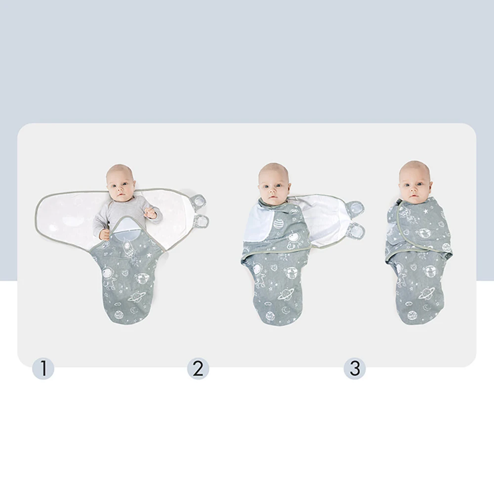 0-3M Newborn Baby Swaddle Wrap 100% Cotton Baby Sleeping Bag Stars Elephant Diaper Cocoon Swaddle Blanket Receiving Blankets thumbnail 3