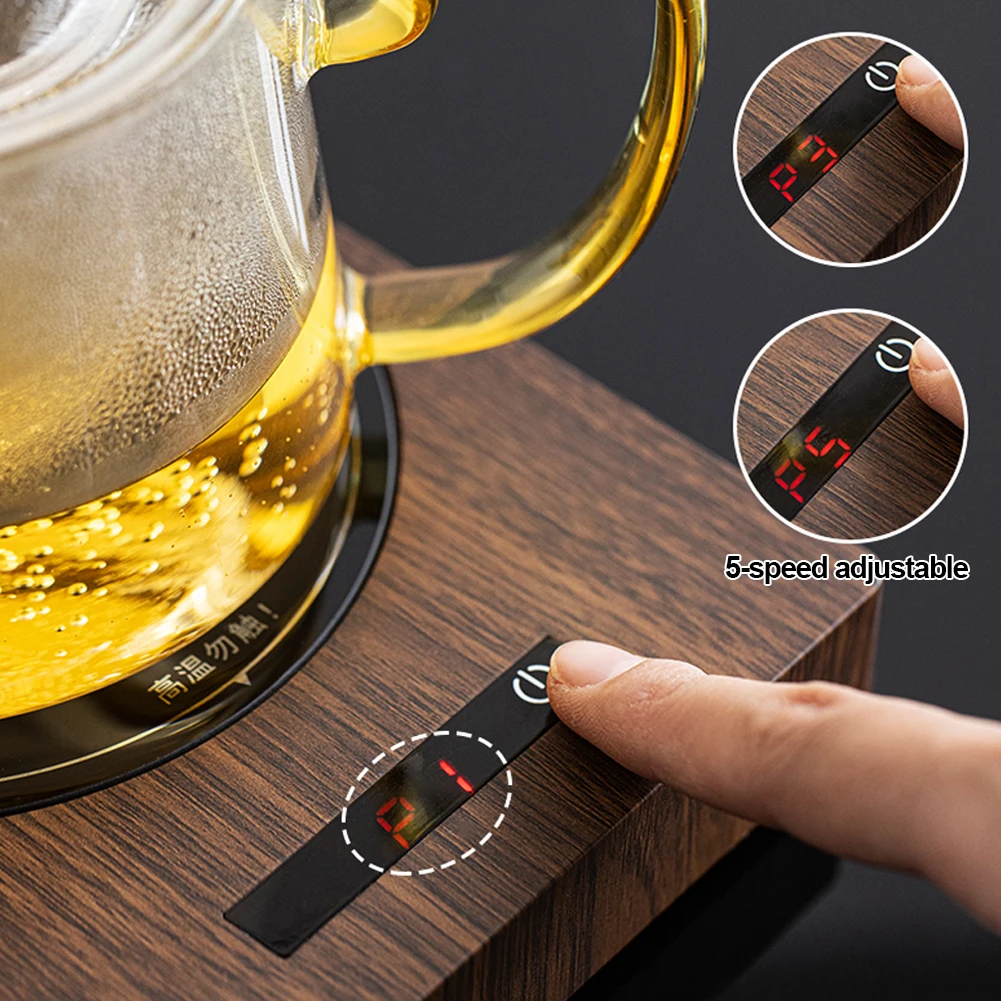 100°C Cup Heater Mug Warmer Hot Tea Makers Automatic Warmer Coaster 5 Gear Temperature Cup Heaters Coffee Milk Tea Heating Pad thumbnail 2