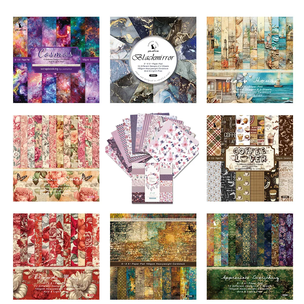 12 Sheet Scrapbooking Paper 15x15cm, Christmas Journal Planner Paper Pad Cardstock Backgrounds Card for DIY Art Craft Decoration thumbnail 2