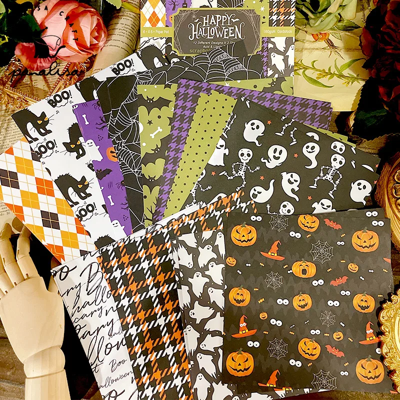 12 Sheet Scrapbooking Paper 15x15cm, Christmas Journal Planner Paper Pad Cardstock Backgrounds Card for DIY Art Craft Decoration thumbnail 5