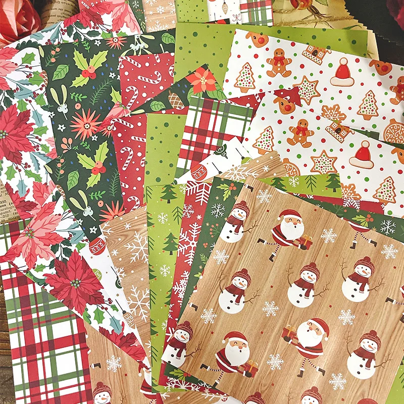 12 Sheet Scrapbooking Paper 15x15cm, Christmas Journal Planner Paper Pad Cardstock Backgrounds Card for DIY Art Craft Decoration thumbnail 4