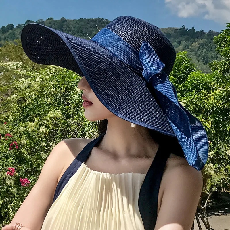 Women Hat Foldable Summer Straw Hat For Beach Travel Visors Female Face Protection UV Cut Bucket Cap Girl Sun Panama Wholesale thumbnail 2