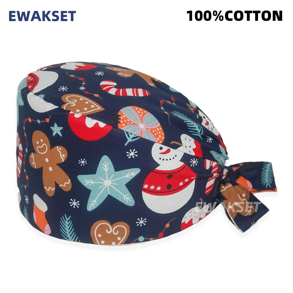 Unisex Soft Scrub Cap Cartoon Printing Scrubs Hat for women surgicals hat women's and men operating room hat Nursing accessories thumbnail 3