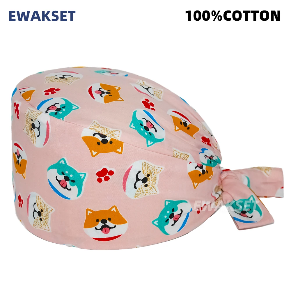 Unisex Soft Scrub Cap Cartoon Printing Scrubs Hat for women surgicals hat women's and men operating room hat Nursing accessories thumbnail 4