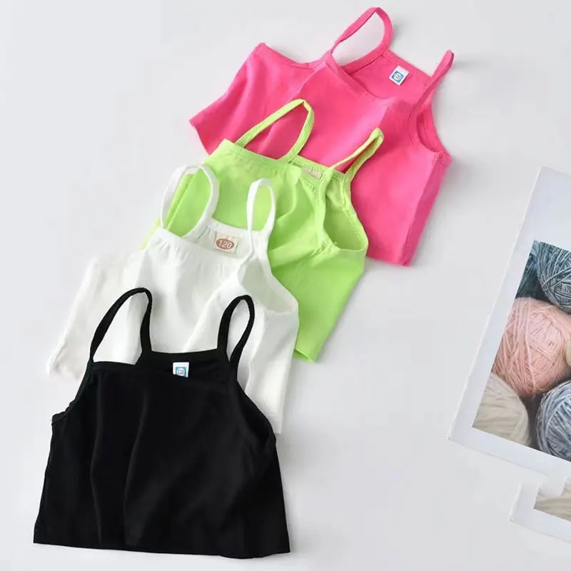 V-TREE Girls Bra camisole girl cotton vest child world of tank girls underwear candy color girls tank tops kids clothing models thumbnail 2