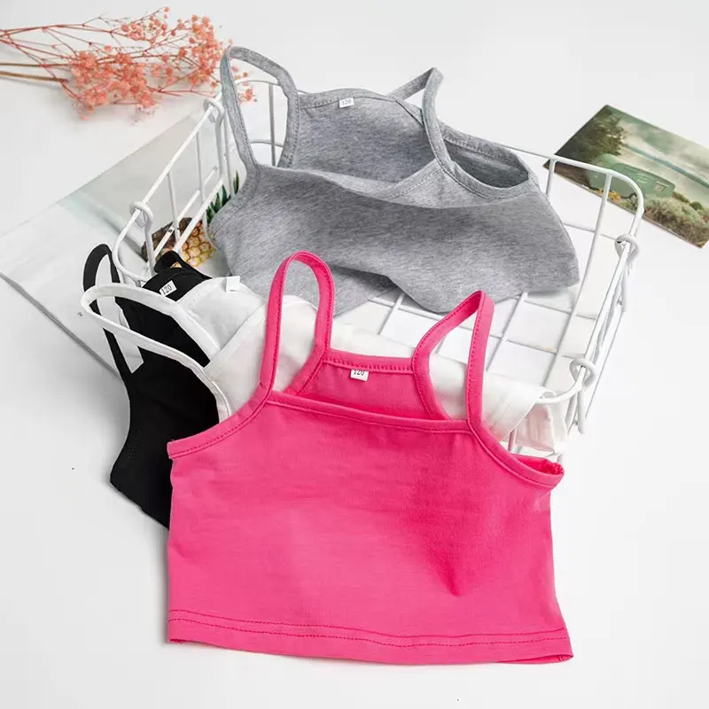 V-TREE Girls Bra camisole girl cotton vest child world of tank girls underwear candy color girls tank tops kids clothing models thumbnail 3
