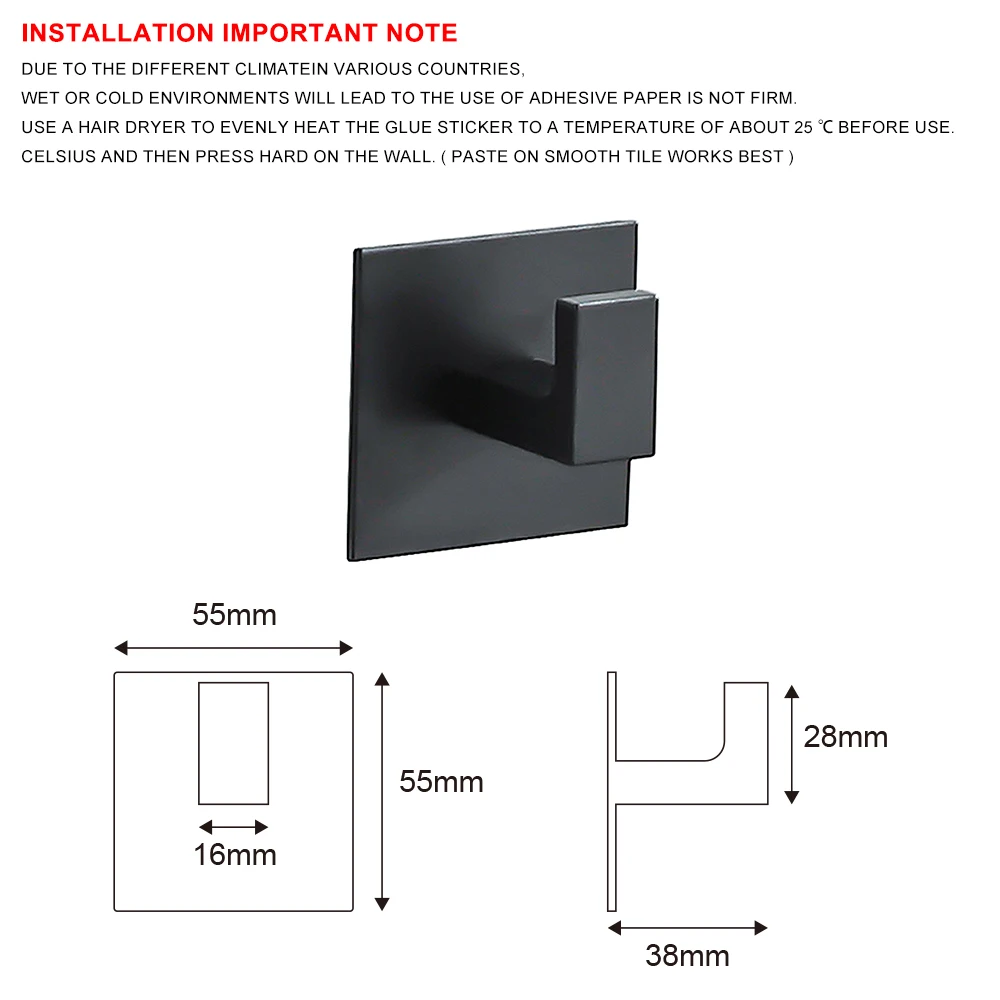 Black Self-Adhesive Wall Hooks For Hanging Keys Clothes Hanger Door Metal Robe Hook Coat Rack Towel Holder Bathroom Accessories thumbnail 6