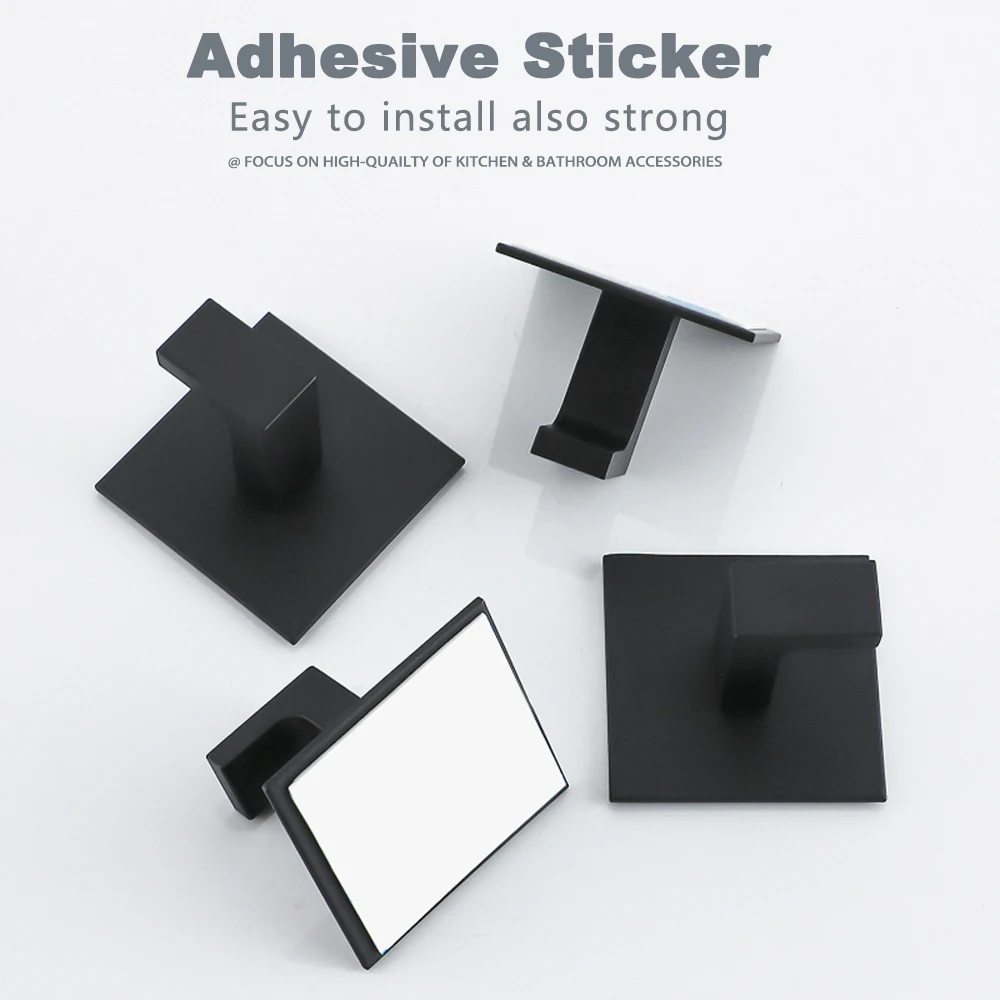 Black Self-Adhesive Wall Hooks For Hanging Keys Clothes Hanger Door Metal Robe Hook Coat Rack Towel Holder Bathroom Accessories thumbnail 2