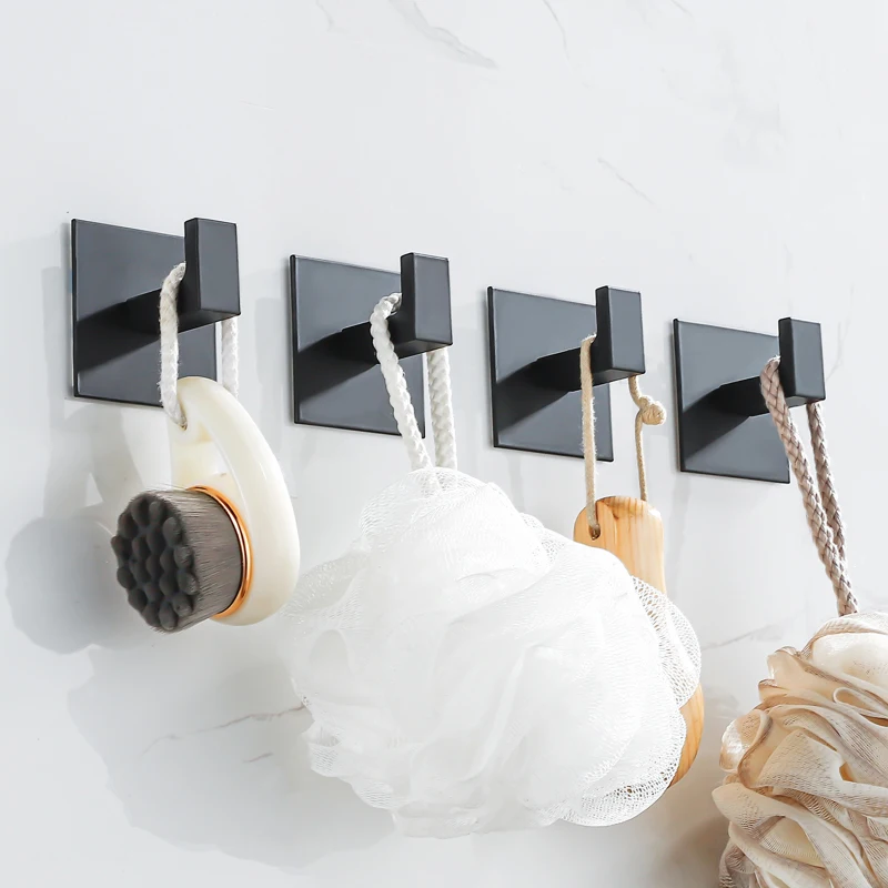 Black Self-Adhesive Wall Hooks For Hanging Keys Clothes Hanger Door Metal Robe Hook Coat Rack Towel Holder Bathroom Accessories thumbnail 4
