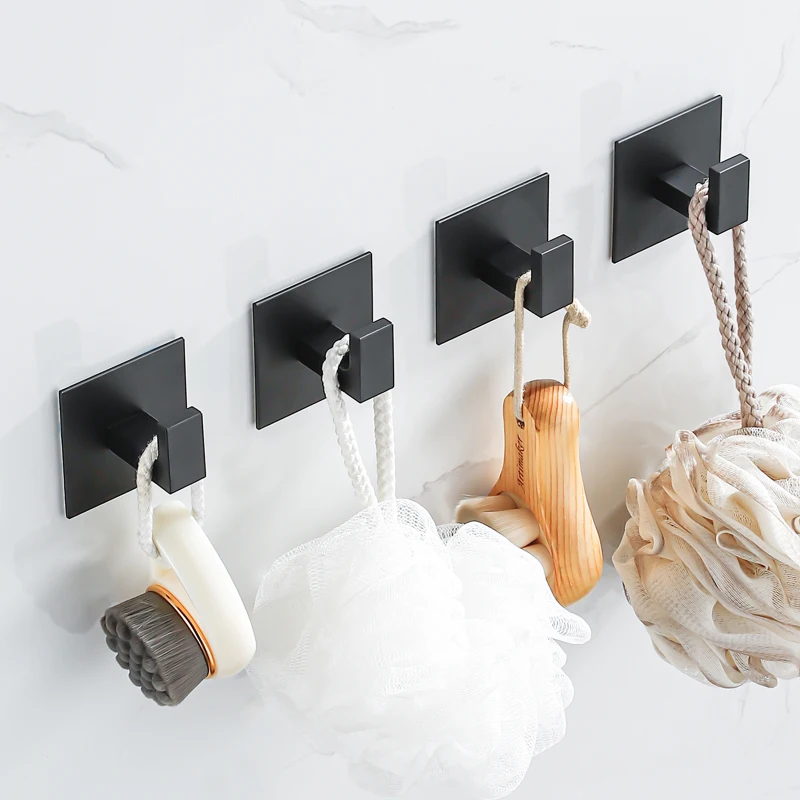 Black Self-Adhesive Wall Hooks For Hanging Keys Clothes Hanger Door Metal Robe Hook Coat Rack Towel Holder Bathroom Accessories thumbnail 3