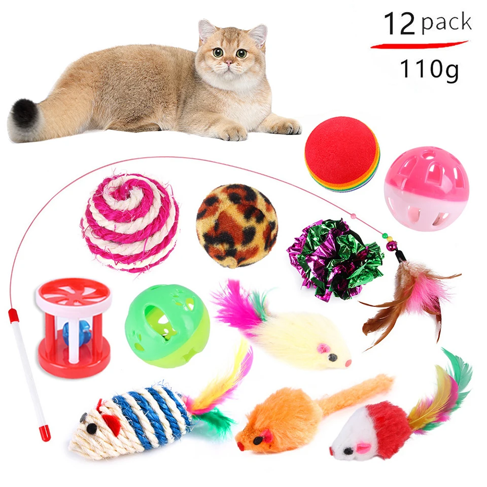 DualPet Kitten Toys Variety Cat Toy Combination Set Cat Toy Funny Cat Stick Sisal Mouse Bell Ball Cat Supplies 20 Piece Set thumbnail 3