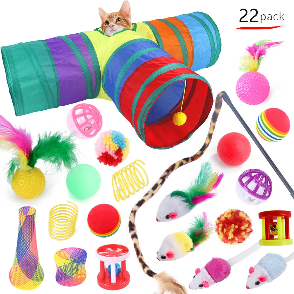 DualPet Kitten Toys Variety Cat Toy Combination Set Cat Toy Funny Cat Stick Sisal Mouse Bell Ball Cat Supplies 20 Piece Set thumbnail 5