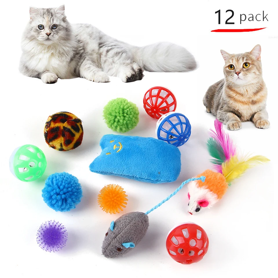 DualPet Kitten Toys Variety Cat Toy Combination Set Cat Toy Funny Cat Stick Sisal Mouse Bell Ball Cat Supplies 20 Piece Set thumbnail 2
