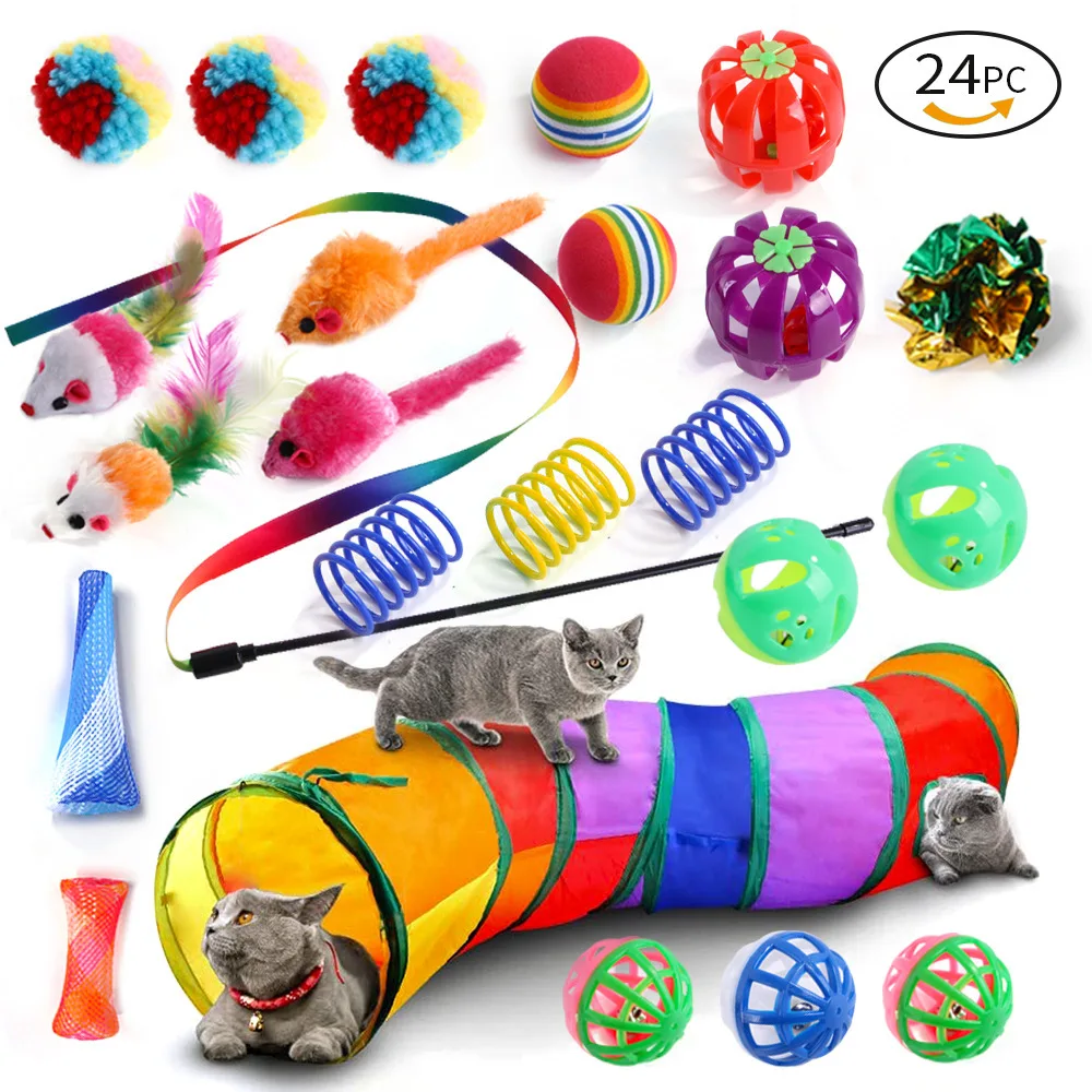 DualPet Kitten Toys Variety Cat Toy Combination Set Cat Toy Funny Cat Stick Sisal Mouse Bell Ball Cat Supplies 20 Piece Set thumbnail 6
