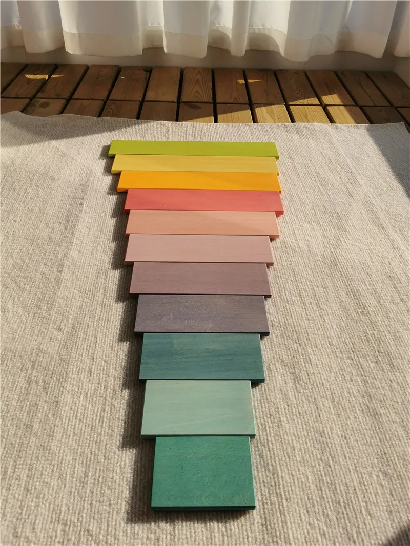 High Quality Wooden Toys Pastel Basswood Rainbow Stacking Blocks Pine Building Semi Sorting Peg Dolls Balls for Kids Play thumbnail 5