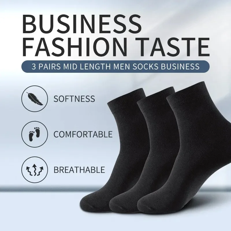 3 Pairs Black Men Socks Cotton For Men Pair Set Long KupiVIP S Underwear Business for Feather Shoes thumbnail 2