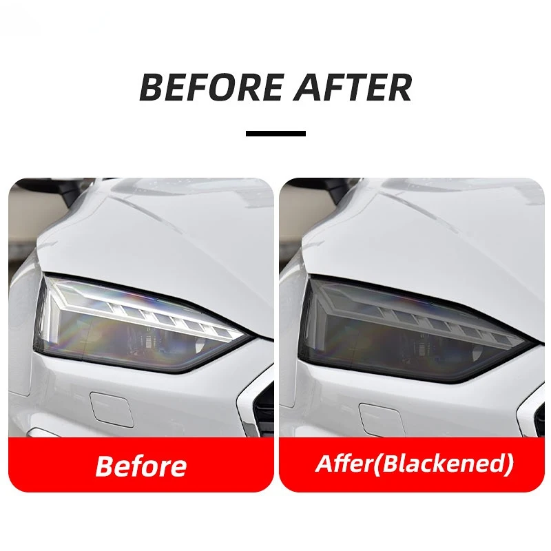 Smoked Black TPU Sticker Car Headlight Protective Film For Audi A3 8V S3 A4 B8 B9 A5 A6 S6 C8 A7 A8 D4 TT TTS Q3 Q5 Q7 Q8 RSQ8 thumbnail 4