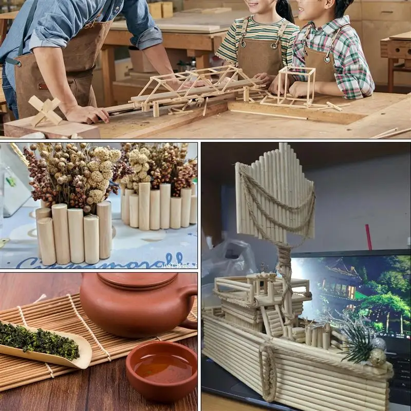Round Wooden Stick for Crafts Food Ice Lollies and Model Making Cake Dowel DIY Durable Dowel Building Model Woodworking Tool thumbnail 6