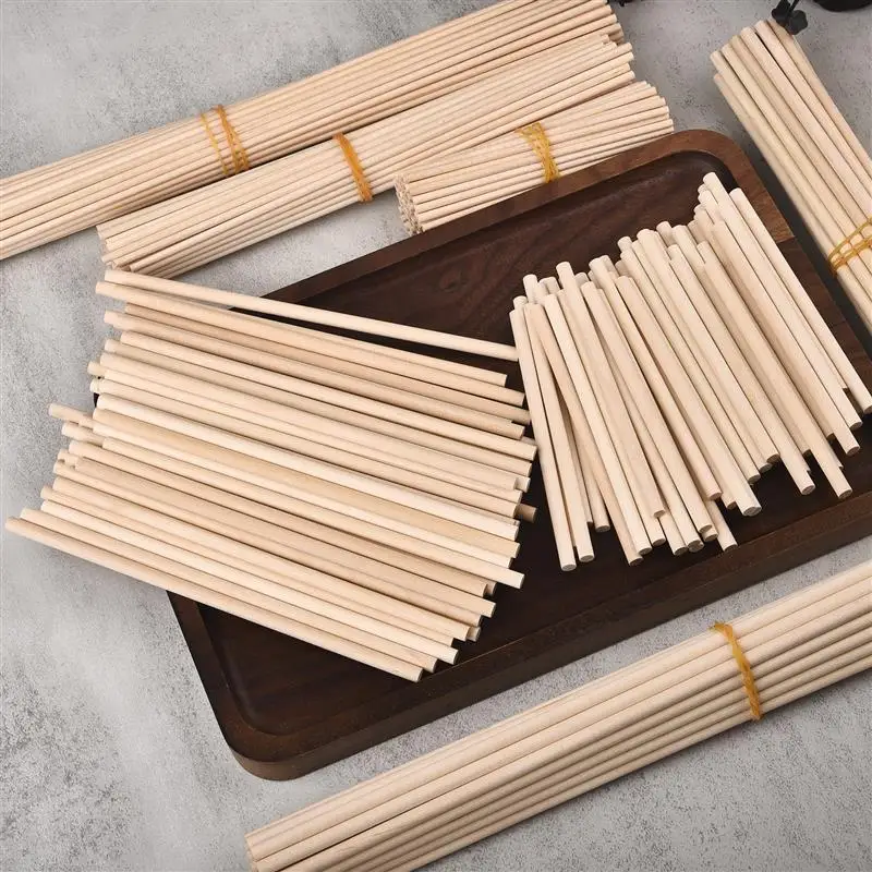 Round Wooden Stick for Crafts Food Ice Lollies and Model Making Cake Dowel DIY Durable Dowel Building Model Woodworking Tool thumbnail 2
