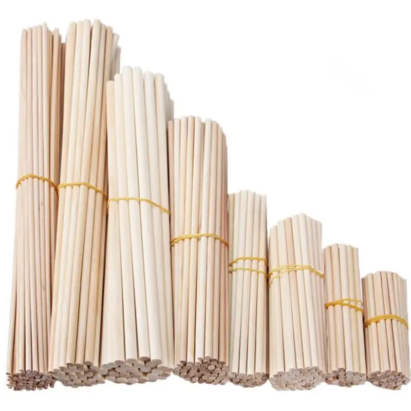 Round Wooden Stick for Crafts Food Ice Lollies and Model Making Cake Dowel DIY Durable Dowel Building Model Woodworking Tool thumbnail 4