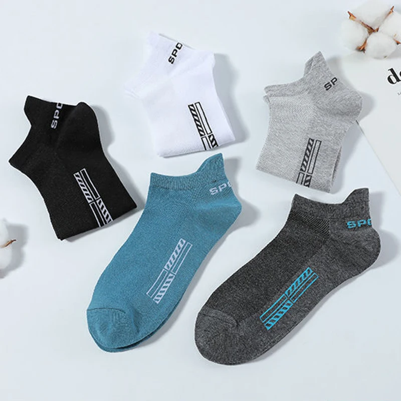 5/10 Pairs Cotton Men's Short Socks Crew Ankle Breathable Mesh Sports Casual Women Summer Low-Cut Thin Sock for Male thumbnail 4