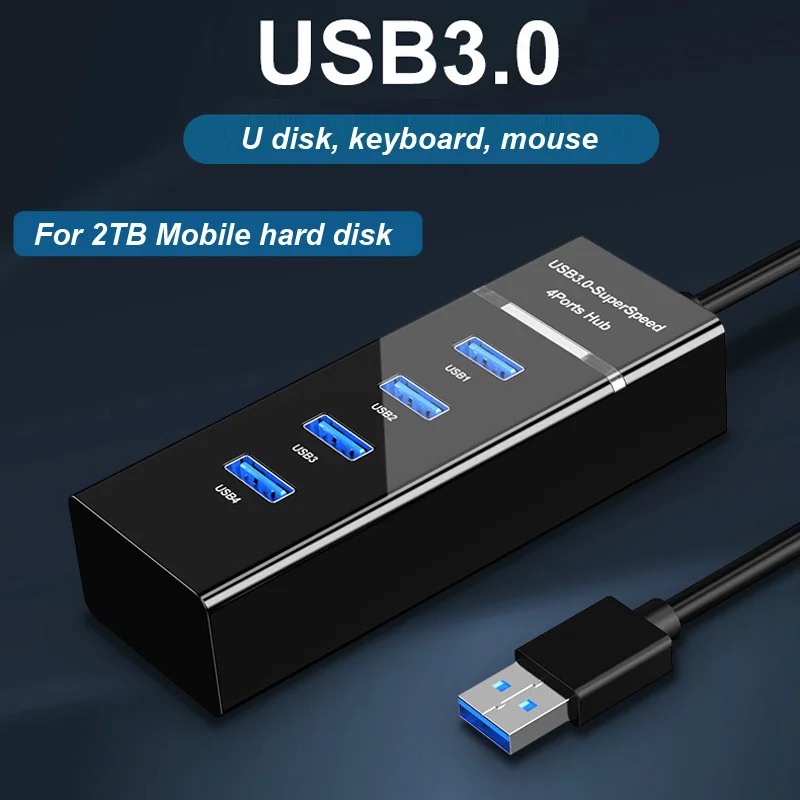 USB 3.0 4/7 Ports Hub Splitter Adapter Cable length 30/120cm For Desktop PC Mac Laptop Keyboard mouse 2TB Mobile hard disk thumbnail 2