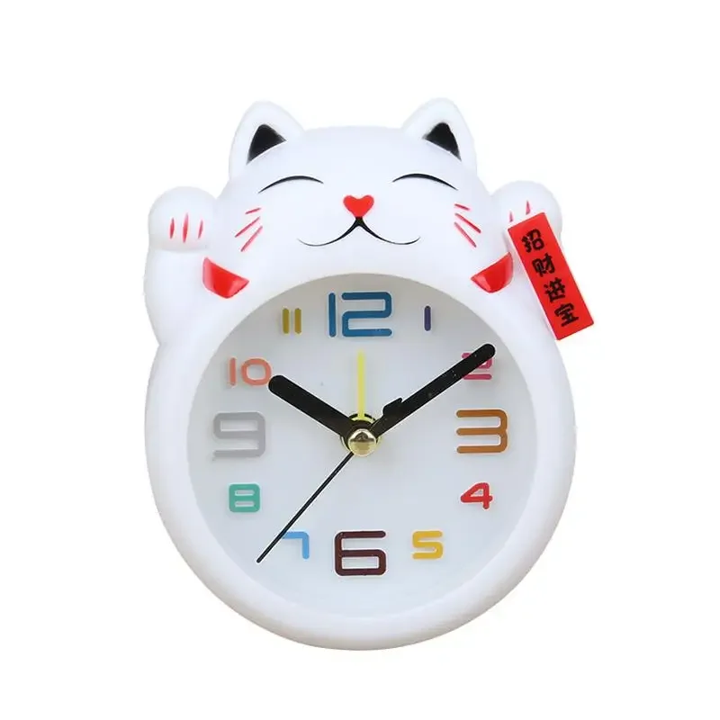 Creative Cartoon Lucky Cat Alarm Clock Mini Table Decoration Student Cute Plastic thumbnail 2