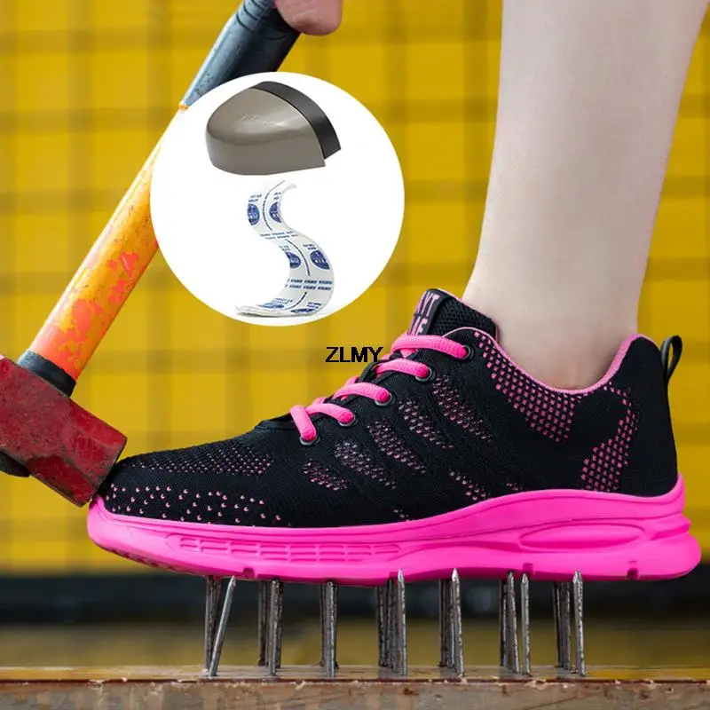 Safety Shoes Women Steel Toe Sneakers Breathable Lightweight Work Boots Anti-smash Anti-puncture Woman Safety Work Shoes Female thumbnail 3