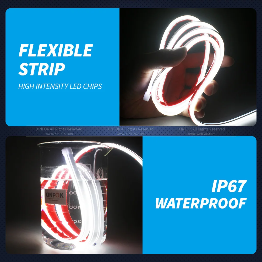 XINFOK LED Car Hood Lights Strip Universal Auto Decorative Atmosphere Lamps Ambient Lights For Car Daytime Running Lights DRL 12 thumbnail 6