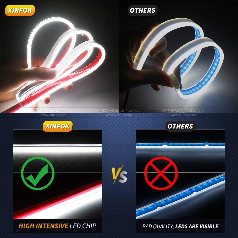 XINFOK LED Car Hood Lights Strip Universal Auto Decorative Atmosphere Lamps Ambient Lights For Car Daytime Running Lights DRL 12 thumbnail 4