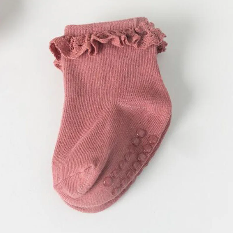 4Pair/lot new baby children's non-slip autumn winter cotton socks solid color baby foot socks thumbnail 4