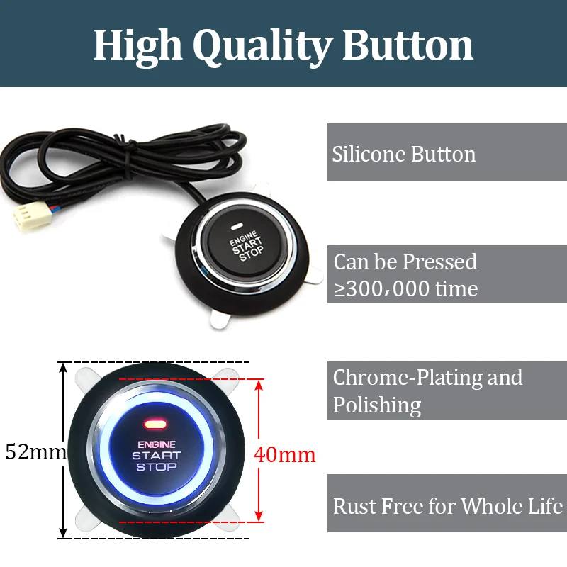Hippcron Car Alarm Start Stop Button Engine RFID Keyless Entry System Push Button Starter Stop Auto thumbnail 3
