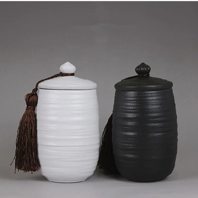 Black/White Funeral Ashes Jar Urn For Human Cremation Pet Ashes Holder Ceramic Keepsake Pal Ashes Urns Casket Seal Storage Jar thumbnail 5