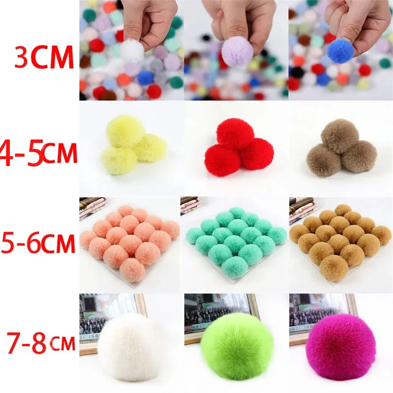 Pompom 5cm 6cm 8cm Fluffy Fur Ball Soft Pompon DIY Pompons For Keychain Sewing On Scarf Hats Shoes Apparel Craft Supplies thumbnail 6