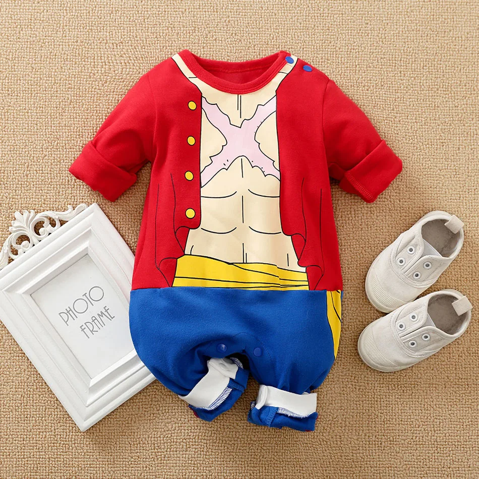 Baby Girl Boy Costume Anime Clothes Newborn Romper Infant Luffy Akatsuki Vegeta Cosplay Jumpsuit Toddler Halloween Costume 0-18M thumbnail 3