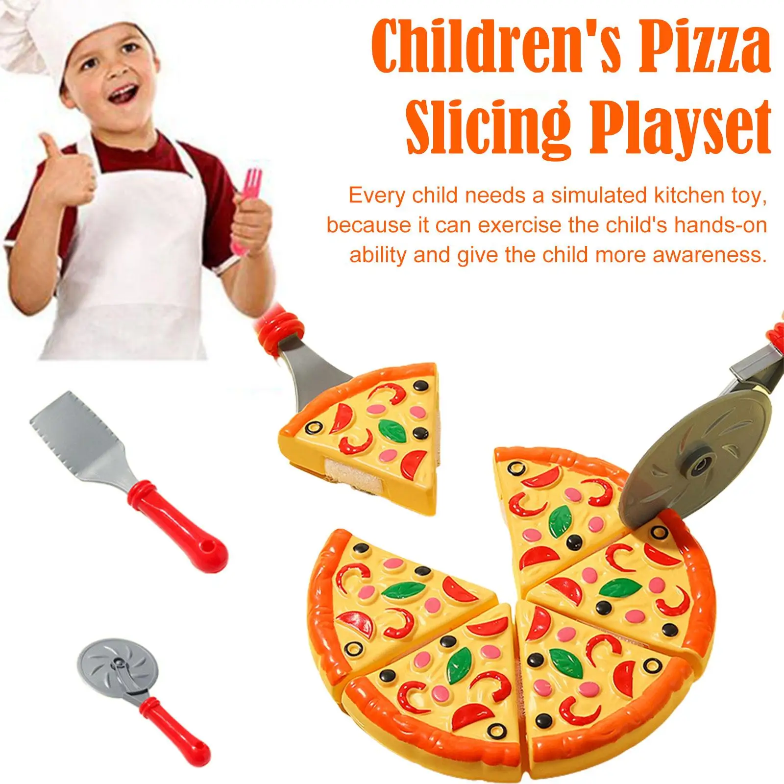 Kids Pizza Cutting Toy Simulation Plastic Pizza Dinette Child Toy Kitchen Pretend Play Food Cooking Kitchen Toys for Girls Kids thumbnail 4