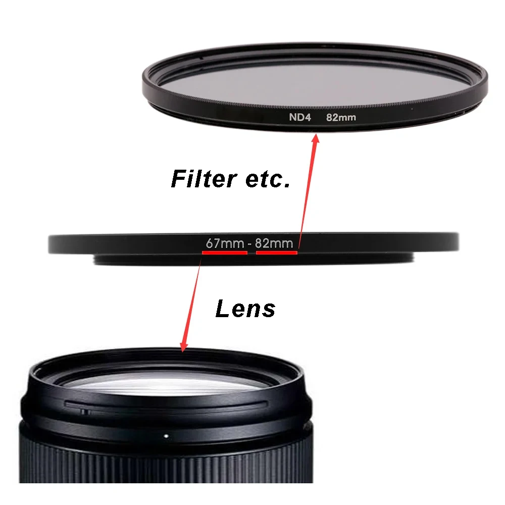 Camera lens Filter Adapter Ring Step Up Ring Metal for 46mm lens - 49 52 55 58 62 67 72 77 82mm UV ND CPL Lens Hood etc. thumbnail 6